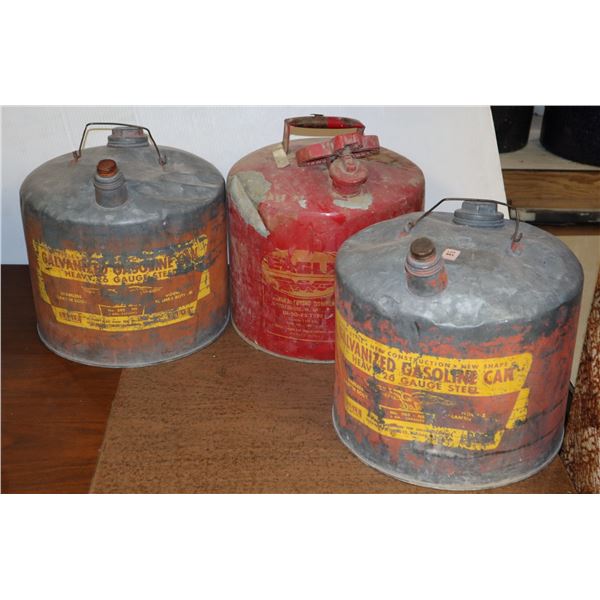 THREE LARGE VINTAGE FUEL CONTAINERS