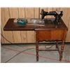 Image 1 : ANTIQUE SEWING MACHINE IN CABINET WITH SOME