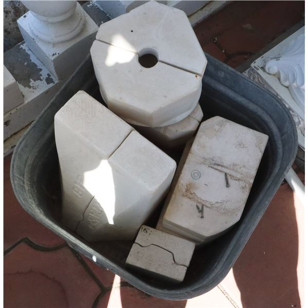 GALVANIZED TUB FULL OF CONCRETE MOLDS