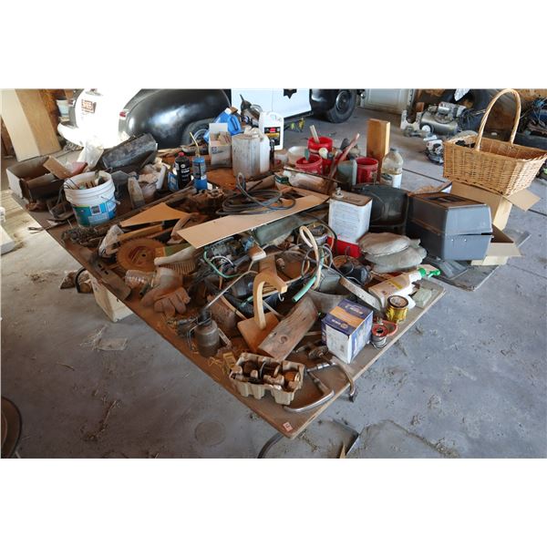 TWO SHOP TABLES SOLD WITH CONTENTS