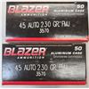 Image 2 : 45 ACP Auto Blazer Aluminum Case Ammo 230 gr FMJ - 100 rds
