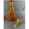Image 2 : Very Heavy Vintage 13.5" Glass Vase & 12" Carnival Imperial Grape Marigold Glass Decanter