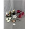 Image 1 : Lot Of Vintage Home Décor- Cranberry Glass, Asian Figurines, Mini Grindley & Co England Plates & Mor