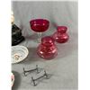 Image 3 : Lot Of Vintage Home Décor- Cranberry Glass, Asian Figurines, Mini Grindley & Co England Plates & Mor