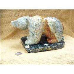 10" carved soapstone bear on Alaskan jade base by Michael Scott (2)