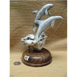 Group of 7.5"  4 carved killer whales carved from antler - imported, retail price $750 (2)