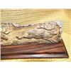 Image 4 : 13" relief carved mammoth bark with 3 running elk- imported M019  (2)
