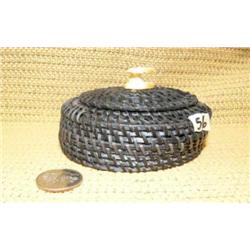 4" baleen basket with fossilized ivory tail finial by Jerry Hawley (2)