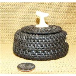 4" baleen basket with white walrus ivory tail finial by Jerry Hawley (2)