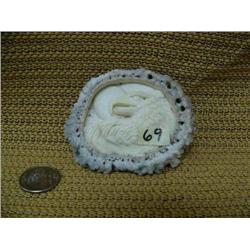 Relief carved eagle on antler base belt buckle (2)