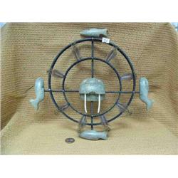 12" baleen and soapstone spirit mask with walrus, whales and salmon (2)