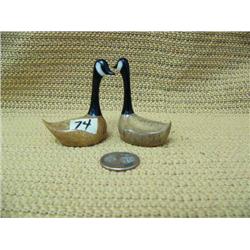Pair of ivory and whale bone Canadian geese by Annighiyou from Savoonga (2)