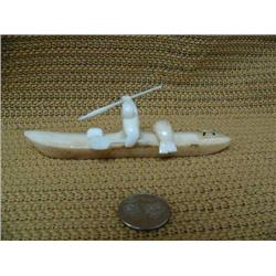 5" fossilized ivory and white ivory kayaker by Mark Seeganna form King Island (2)