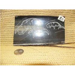 5.5" scrimshawed baleen of 2 beluga whales by Robert Crumley (2)