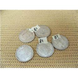 Lot of 5 silver dollars: 4 - 1921, 1 - 1922 (2)