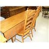 Image 1 : Solid American cherry wood drop front harvest table and 2 chairs - table 6' long, 20" wide with leav