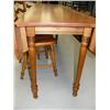 Image 3 : Solid American cherry wood drop front harvest table and 2 chairs - table 6' long, 20" wide with leav