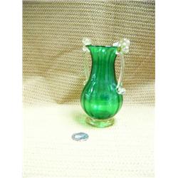 CHOICE on 6 Murano glass, hand-blown with gold flake: green 5.5" tall (154)