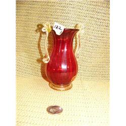 CHOICE on 6 Murano glass, hand-blown with gold flake: red 5.5" tall (154)