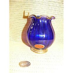 CHOICE on 6 Murano glass, hand-blown with gold flake: cobalt blue 4" tall (154)