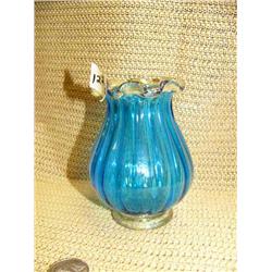 CHOICE on 6 Murano glass, hand-blown with gold flake: sky blue 4.5" tall (154)