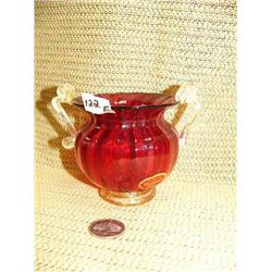 CHOICE on 6 Murano glass, hand-blown with gold flake: ruby red 3.5" tall (154)