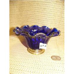 CHOICE on 6 Murano glass, hand-blown with gold flake: cobalt blue 3.5" tall (154)