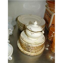 28 piece set of gold trim china, Pope-Gosser, Sterling pattern (700)