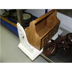 Painted white carved wood shelf and wood tool box - imported (2)