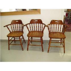 Lot of 3 oak captains chairs circa 1920 (2)