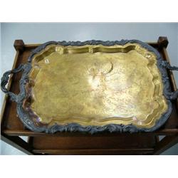 Large ornate brass serving tray (2)