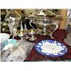 Image 4 : Incredibly lot of: sterling silver creamer and sugar dish, pressed glass butter dish, pressed class 