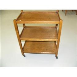 3 tiered Quarter Sawn oak mission style serving trolley (2)