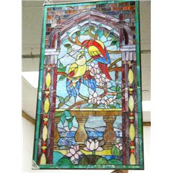 Beautiful bird leaded glass window (2)