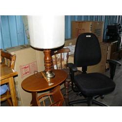 Brand new table and chairs, solid wood, unassembled, 2 white wood files, end table, lamp, office cha