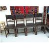 Image 1 : Lot of 4 antique belgian carved wood chairs, circa 1860 with engraved leather seats and backs, excel