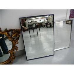 Lot of 2 metal framed mirrors, purple and beveled, aluminum (195)