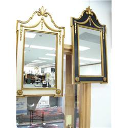 Lot of 2 cast framed mirrors: white and gold colored, black and gold colored (195)