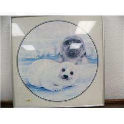 Framed and matted seal and pup print by Ronilee '89 (700)