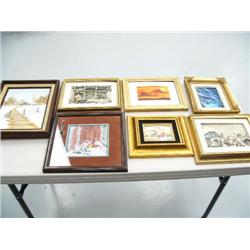 Lot on 7 framed art: Christmas day give or take a week by Bev Doolitle, print from book, double mate