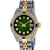 Image 2 : Rolex Ladies Two Tone Green Vignette Emerald and Diamond Datejust Wristwatch