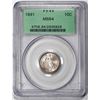 Image 2 : 1891 Seated Liberty Dime Coin PCGS MS64 Old Green Holder