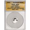 Image 1 : 2014 Proof 1/10 oz Platinum JFK Apollo 11 Anniversary Medal ANACS MS68