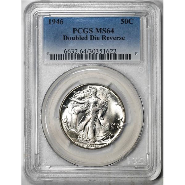 1946 Doubled Die Reverse Walking Liberty Half Dollar Coin PCGS MS64