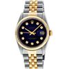 Image 2 : Rolex Mens Two Tone Blue Vignette Diamond Datejust Wristwatch
