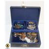 Image 1 : JEWELRY BOX WITH VARIOUS ESTATE ITEMS