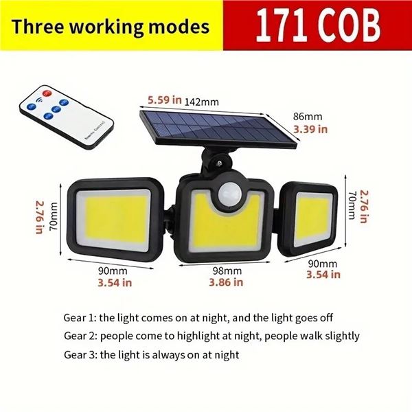 171 COB WATERPROOF SOLAR MOTION SENSOR LIGHT