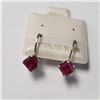 Image 1 : BZ1682-166 SILVER CREATED RUBY 5MM EARRINGS