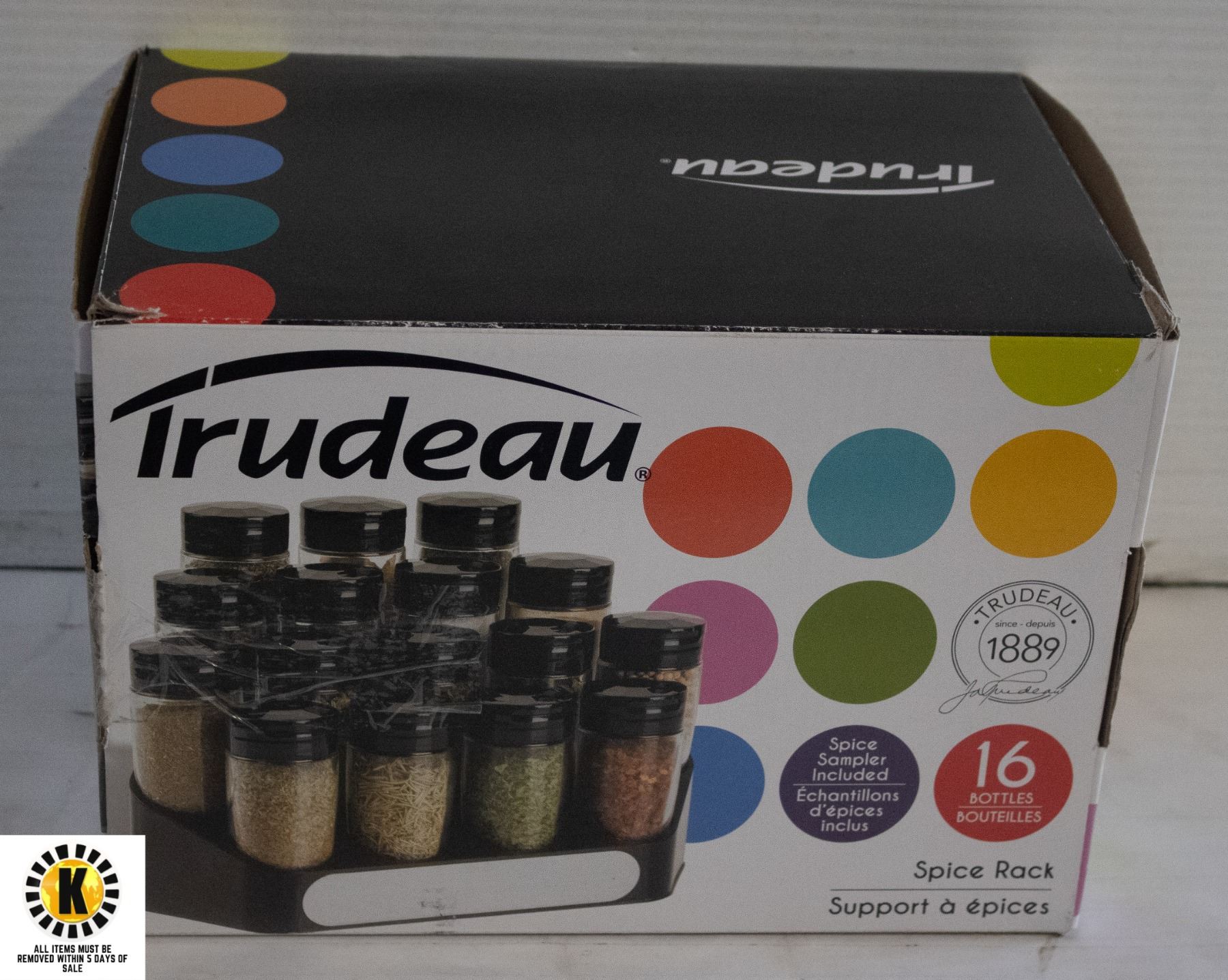 Treadeu Spice Rack NEW TRUDEAU 16 GLASS BOTTLE SPICE SET W/ RACK