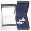 Image 1 : ESTATE SOLITAIRE & DRAGONFLY EARRINGS IN BOXES